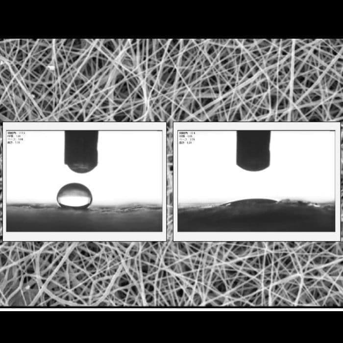 不織布を親水化プラズマ　比較画像